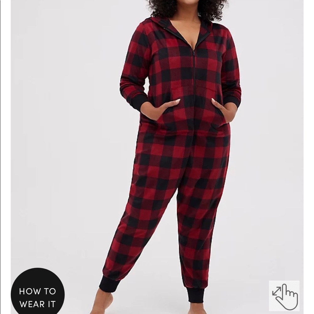NWT Torrid 3X/4X Buffalo Plaid Hooded Onesie Pajamas